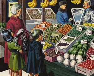Greengrocers in pre-Decimilisation Britain by English School